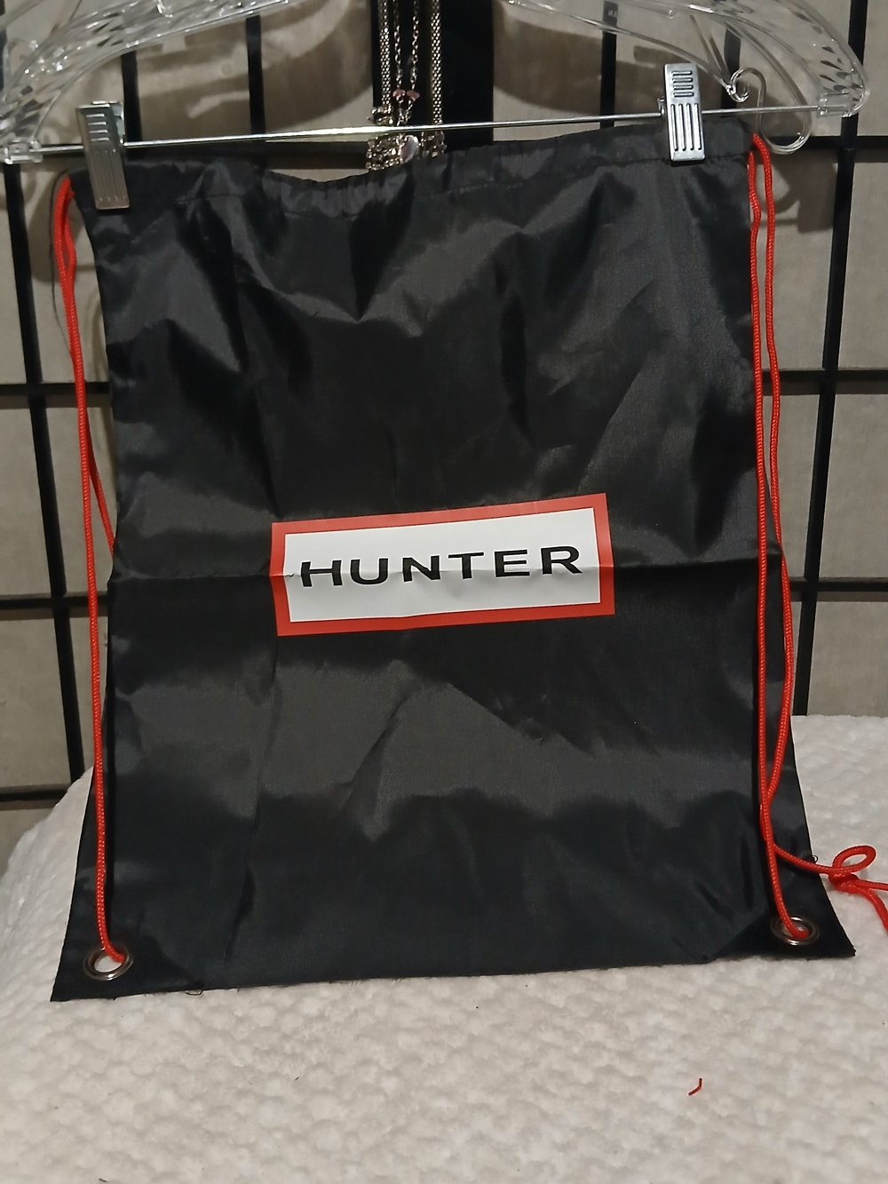 Hunter Black Drawstring Backpack with Red Trim